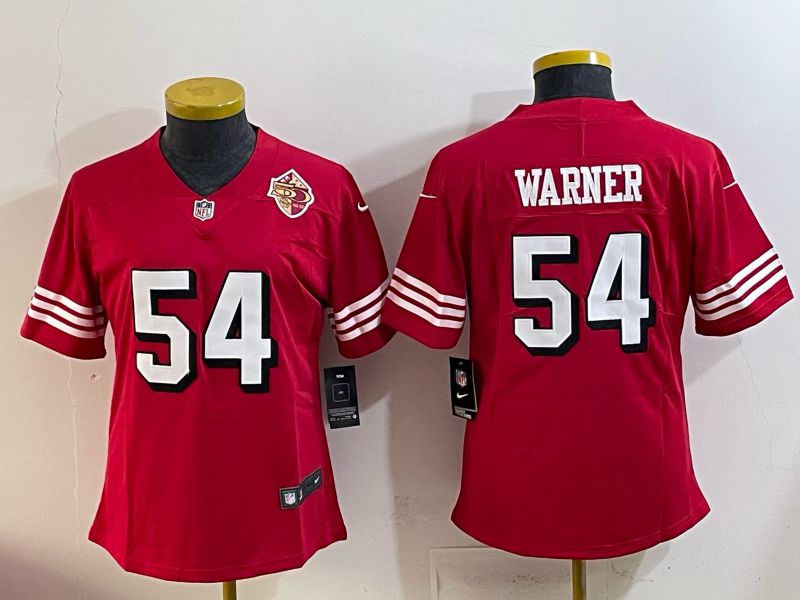 Women 2025 San Francisco 49ers #54 Warner Red Nike Limited NFL Jersey style 007